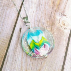 Collier verre de murano turquoise bleu verre julieflamme bijou femme france artisan artiste