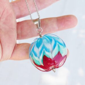 Grande perle de verre stries colorées