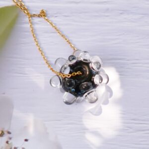 BIJOU VERRE EAU DE PLUIE GOUTTES VERRE DE MURANO JULIE FLAMME BIJOU DORE OR NOIR (1)