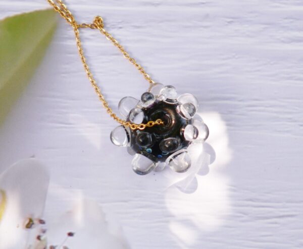 BIJOU VERRE EAU DE PLUIE GOUTTES VERRE DE MURANO JULIE FLAMME BIJOU DORE OR NOIR (1)