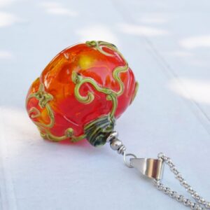 Collier grande citrouille en verre soufflé