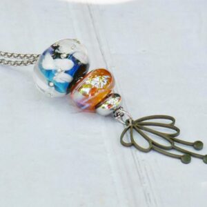 Collier féérique bleu et or