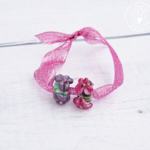 Set de 2 perles florales pour bracelet
