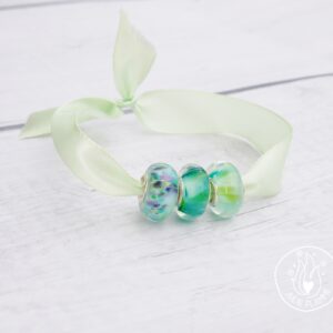 3 perles turquoises pour bracelet, serties argent 925