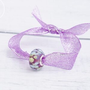 Perle améthyste sertie argent 925 pour bracelet