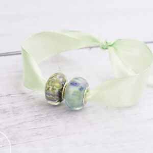 2 perles serties argent 925 pour bracelet