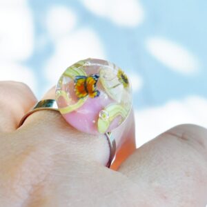 Jolie bague printanière Fleur & Papillon