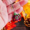 Joli collier citrouille violette aux reflets roses - Thumbnail Image 1